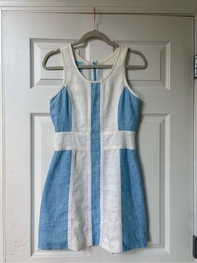 Island Company White & Light Blue Linen Latitude Dress